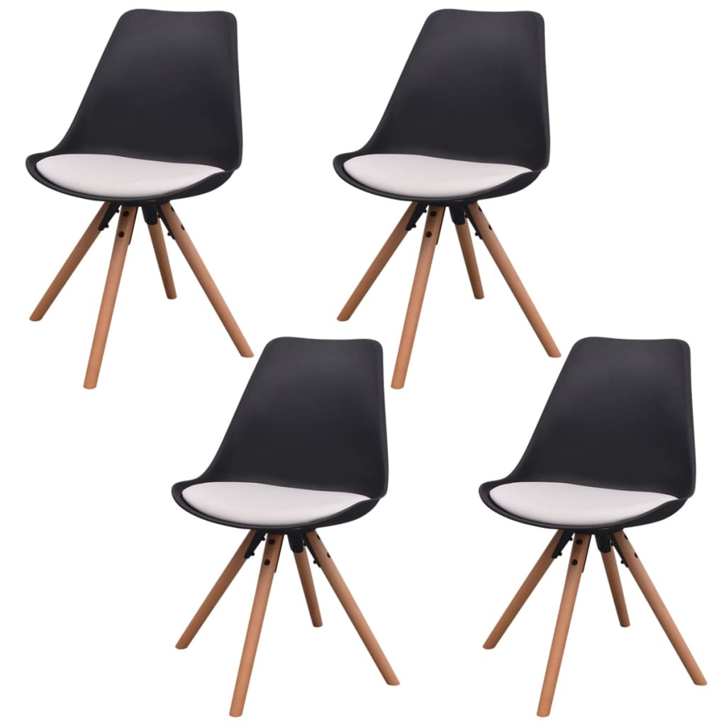 vidaXL Valgomojo kėdės, 4vnt., juodos ir baltos, dirbtinė oda