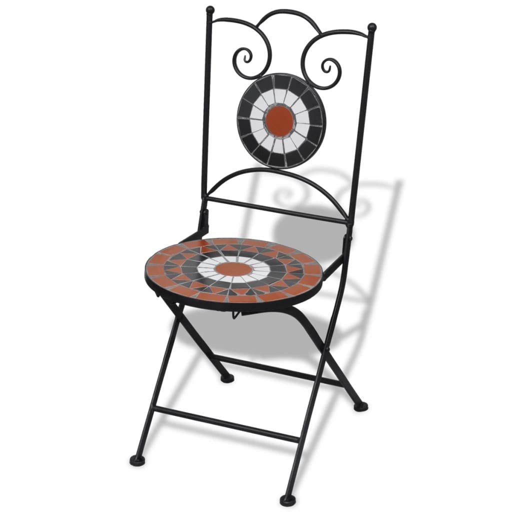 vidaXL Sulankstomos bistro kėdės, 2 vnt., keramika, terakota ir balta
