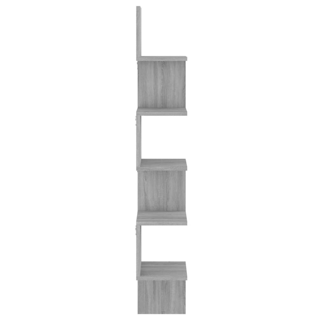 vidaXL Sieninė kampinė lentyna, pilka ąžuolo, 20x20x127,5cm, mediena