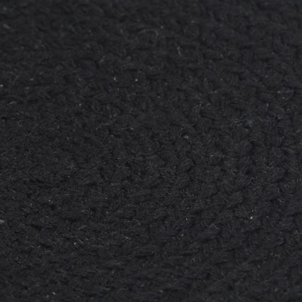 vidaXL Stalo kilimėliai, 6 vnt., juodi, 38cm, medvilnė, apvalūs