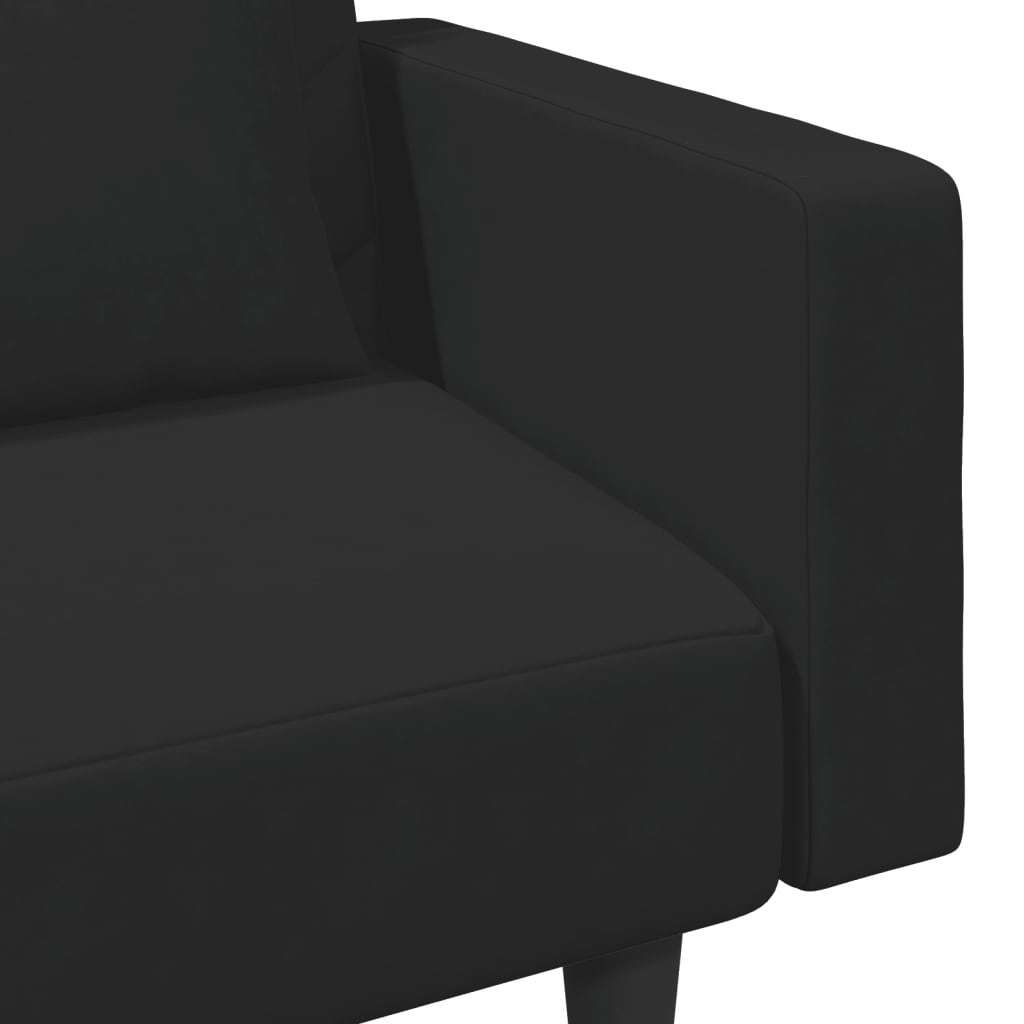vidaXL Sofos komplektas su pagalvėmis, 2 dalių, juodas, aksomas