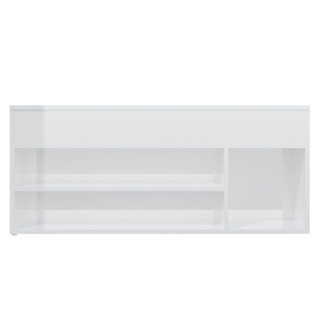 vidaXL Batų suoliukas, baltos spalvos, 105x30x45cm, MDP, blizgus
