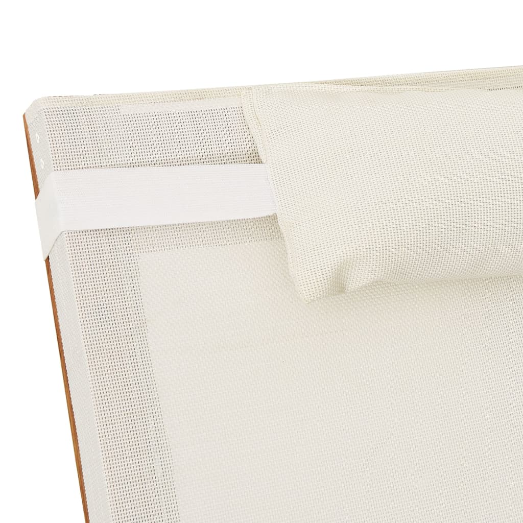 vidaXL Saulės gultas su stogeliu, baltas, tekstilenas/tuopos masyvas