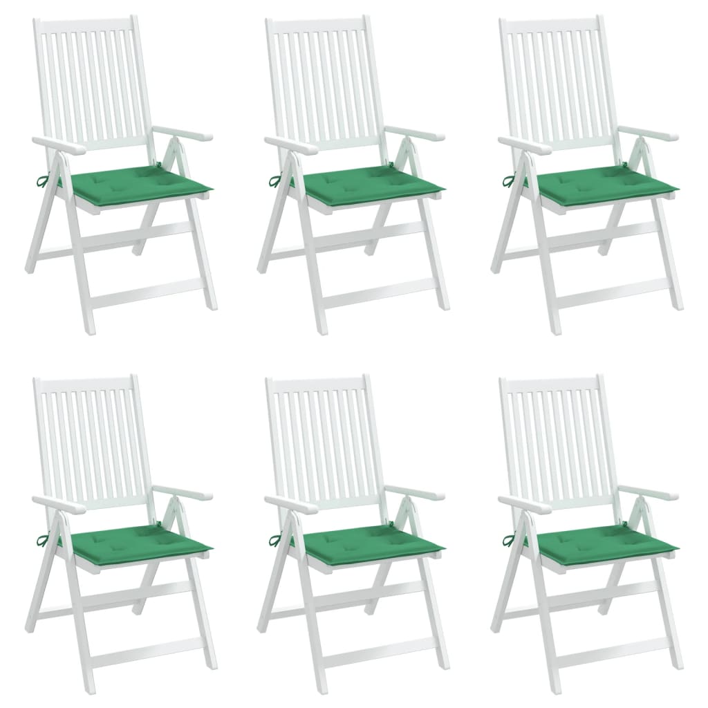 vidaXL Sodo kėdės pagalvėlės, 6vnt., žalios, 40x40x3cm, audinys