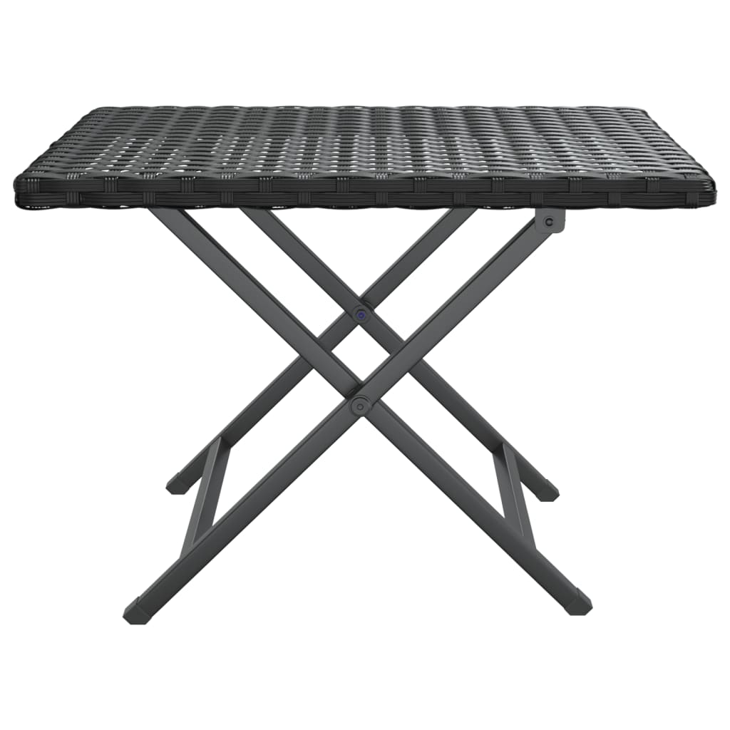 vidaXL Sulankstomas stalas, juodos spalvos, 45x35x32cm, poliratanas