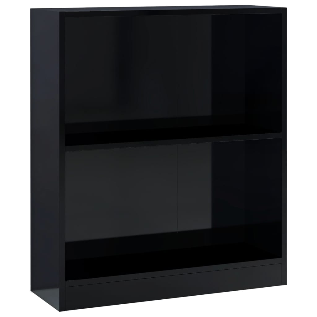 vidaXL Lentyna knygoms, juodos spalvos, 60x24x76 cm, mediena, blizgi