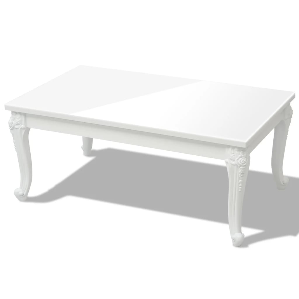 vidaXL Kavos staliukas, 100x60x42 cm, labai blizgus, baltas