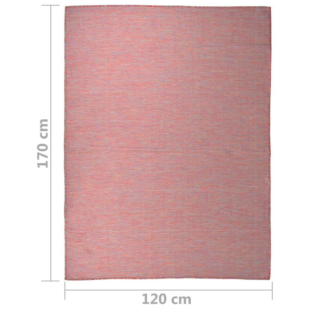 vidaXL Lauko kilimėlis, raudonos spalvos, 120x170cm, plokščio pynimo