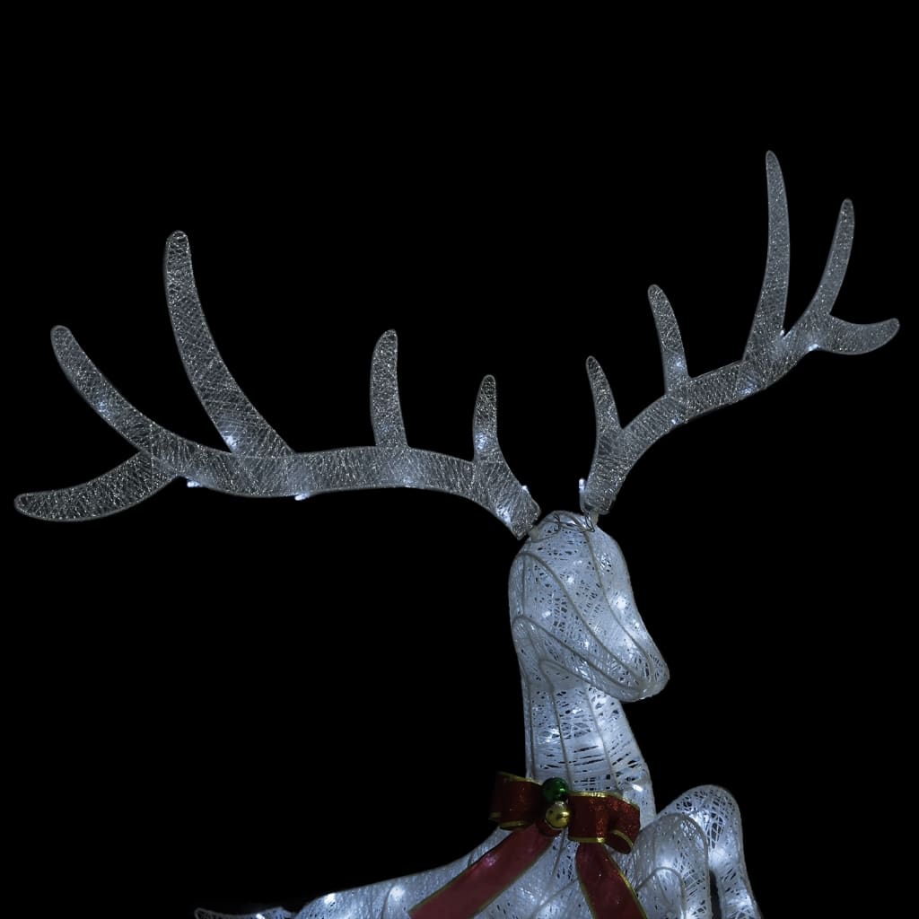 vidaXL Kalėdinė dekoracija skrendantis elnias, baltas, 120 šaltų LED