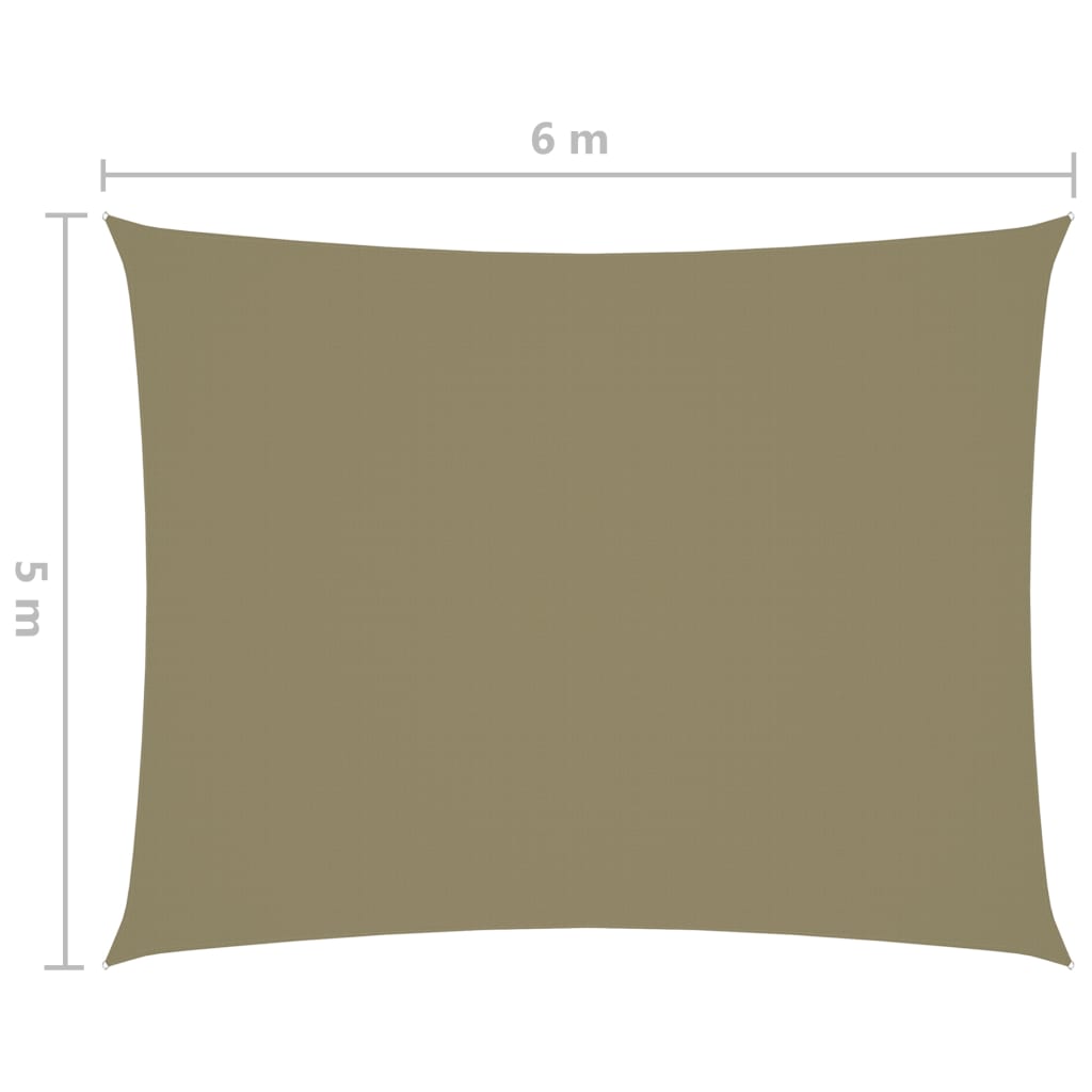 vidaXL Uždanga nuo saulės, smėlio, 5x6m, oksfordo audinys, stačiakampė