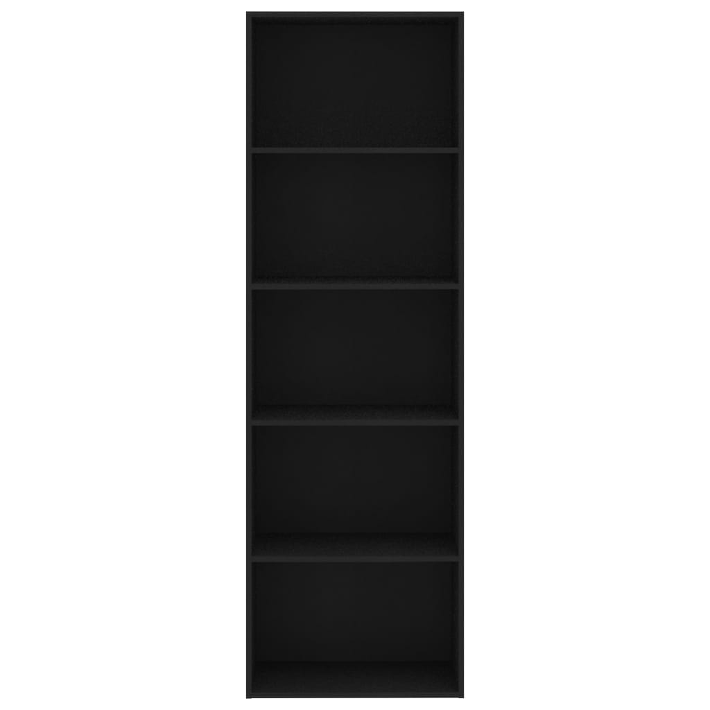 vidaXL Spintelė knygoms, 5 lentynos, juodos spalvos, 60x30x189cm, MDP
