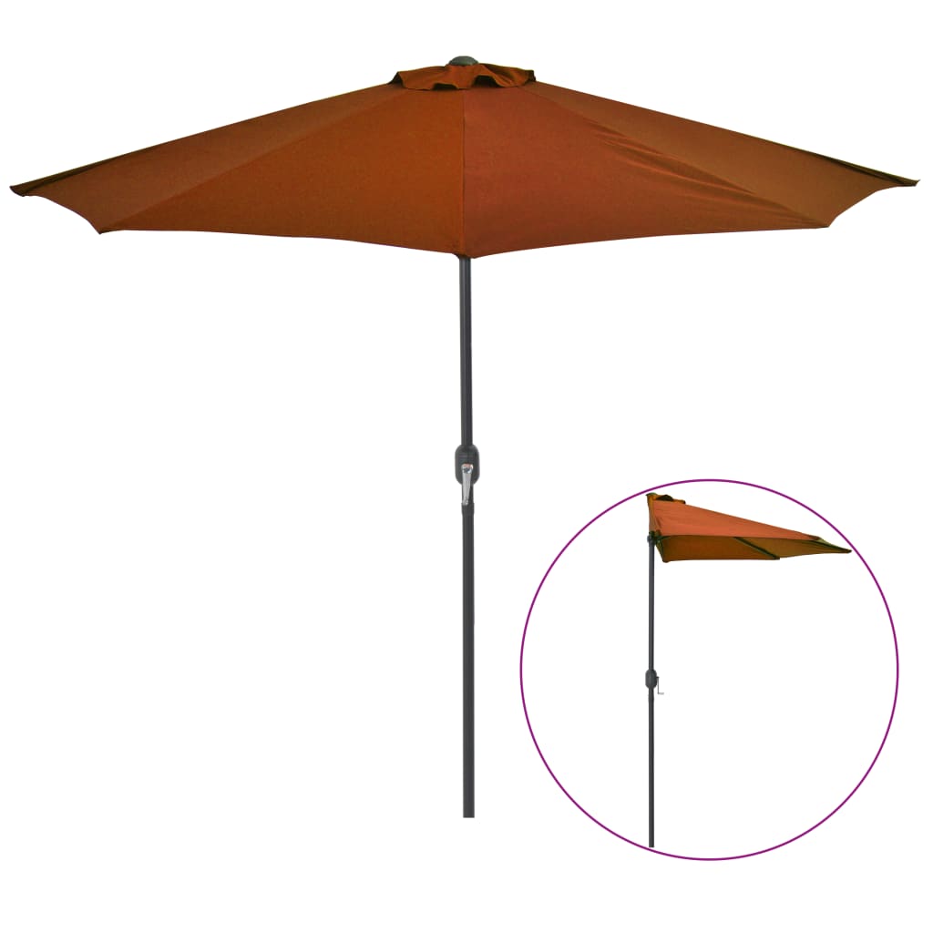 vidaXL Balkono skėtis su aliuminiu stulpu, terakota, 270x144x222cm