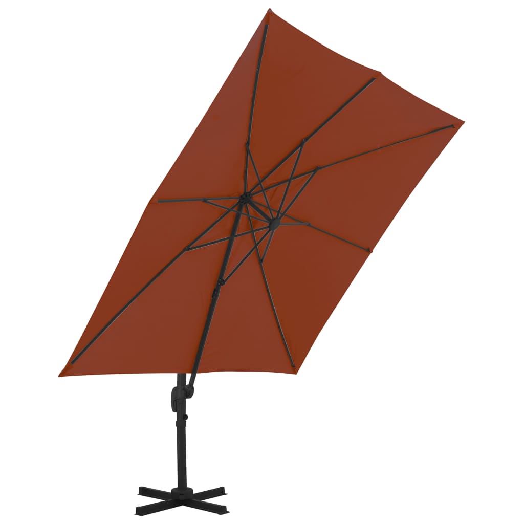 vidaXL Gembės formos skėtis su aliuminio stulpu, terakota, 300x300cm