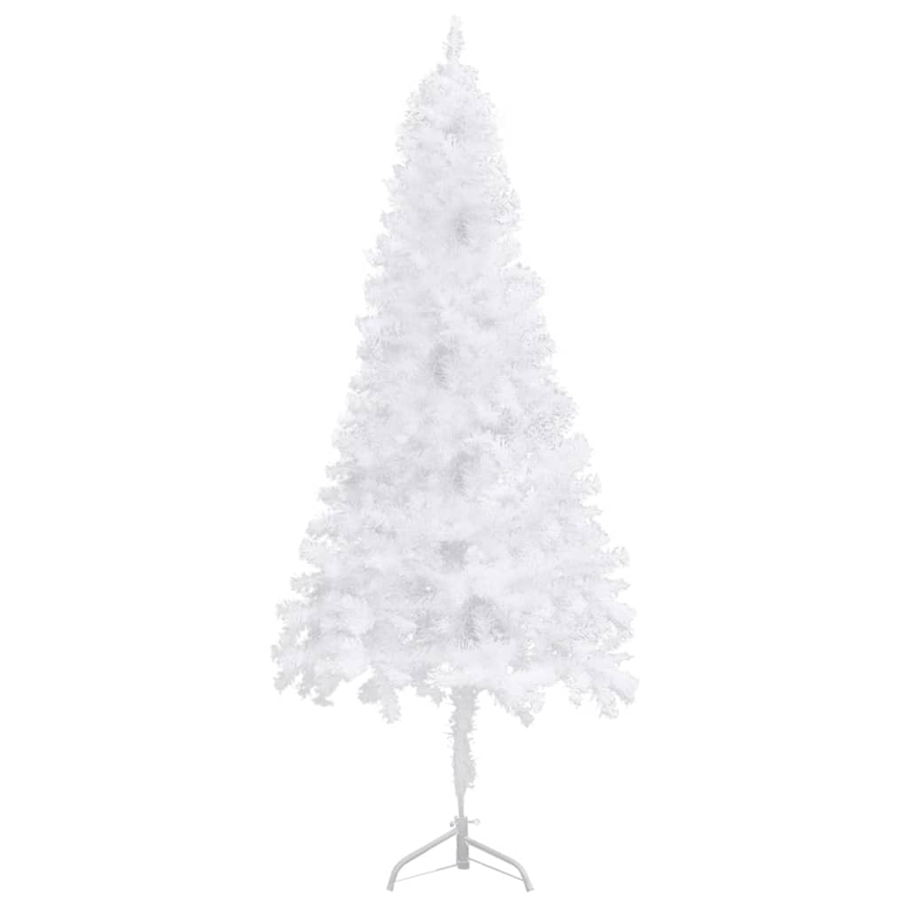 vidaXL Dirbtinė kampinė apšviesta Kalėdų eglutė, balta, 210cm, PVC