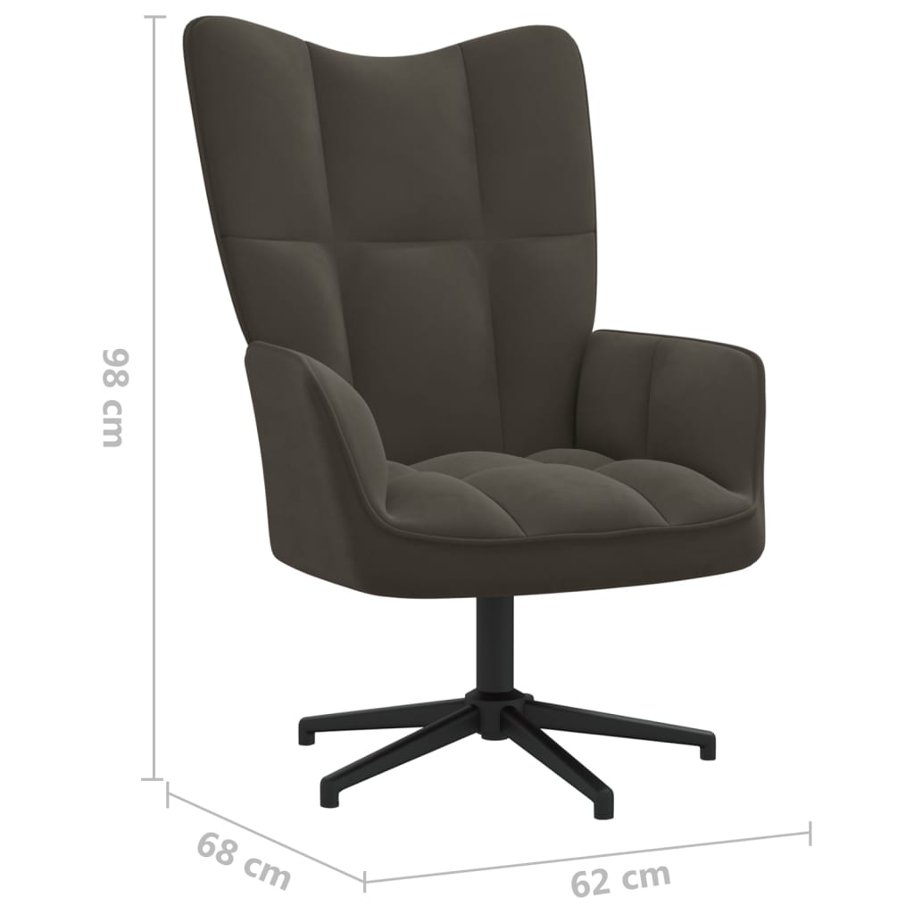 vidaXL Poilsio kėdė su pakoja, tamsiai pilkos spalvos, aksomas