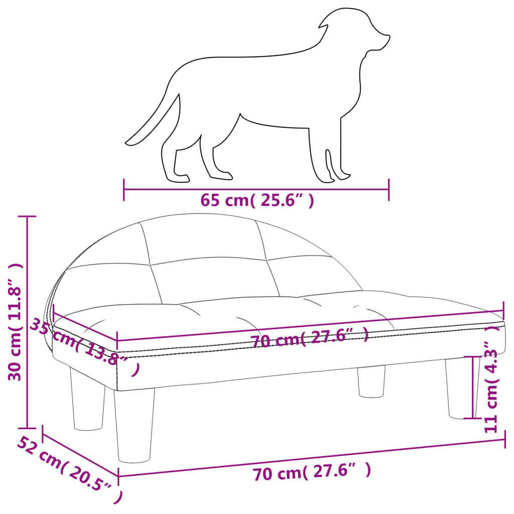 vidaXL Lova šunims, kreminės spalvos, 70x52x30 cm, aksomas