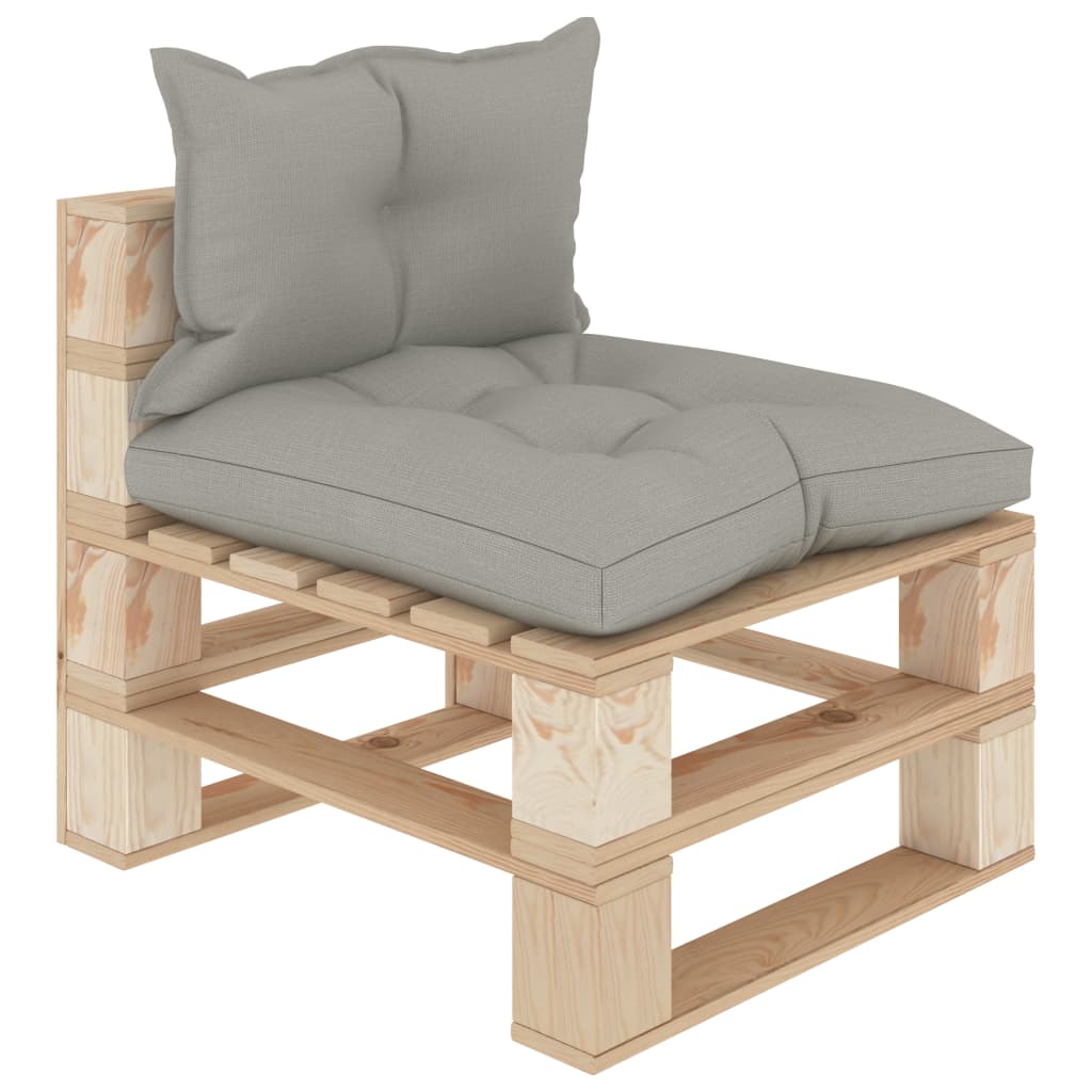 vidaXL Vidurinė sodo sofa iš palečių su taupe pagalvėmis, mediena