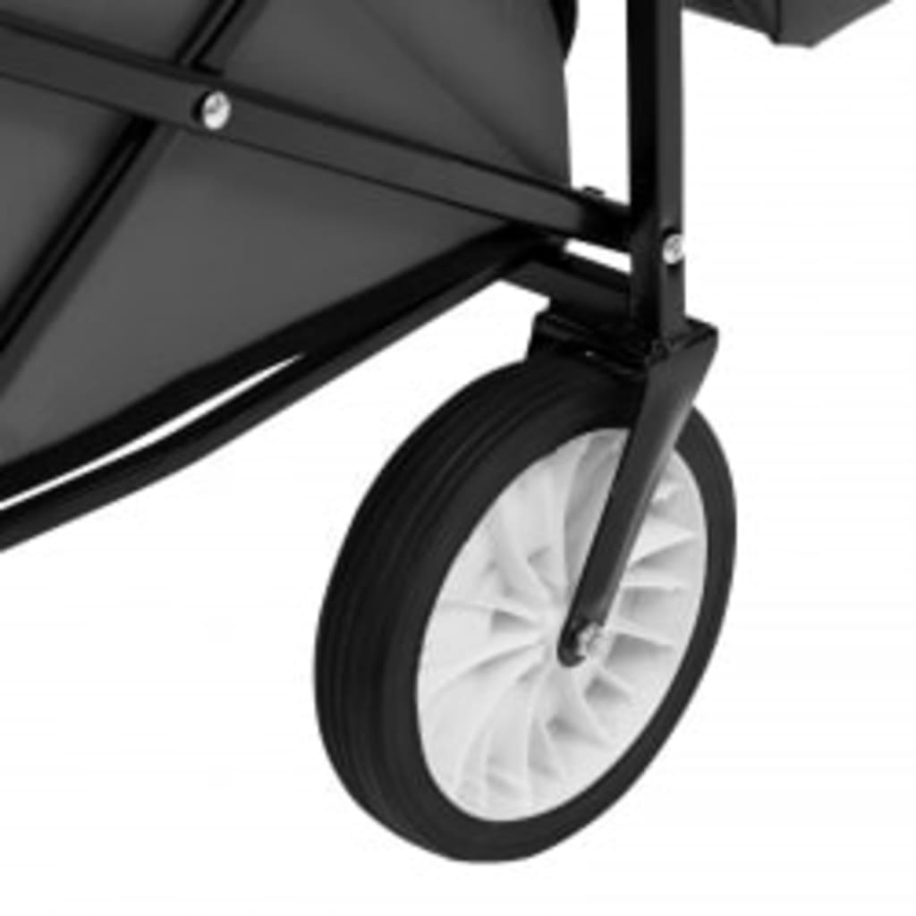 vidaXL Sulankstomas rankinis vežimėlis su stogeliu, pilkas, plienas