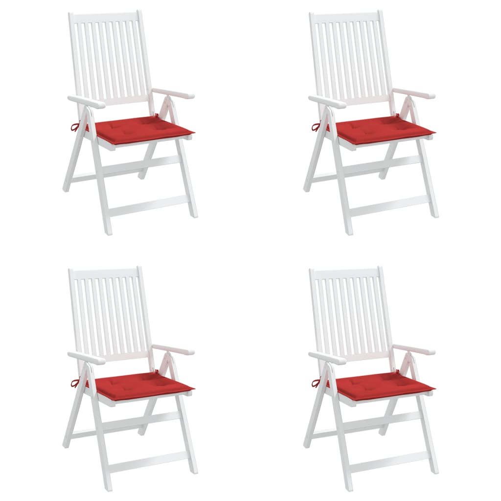 vidaXL Sodo kėdės pagalvėlės, 4vnt., raudonos, 50x50x3cm, audinys