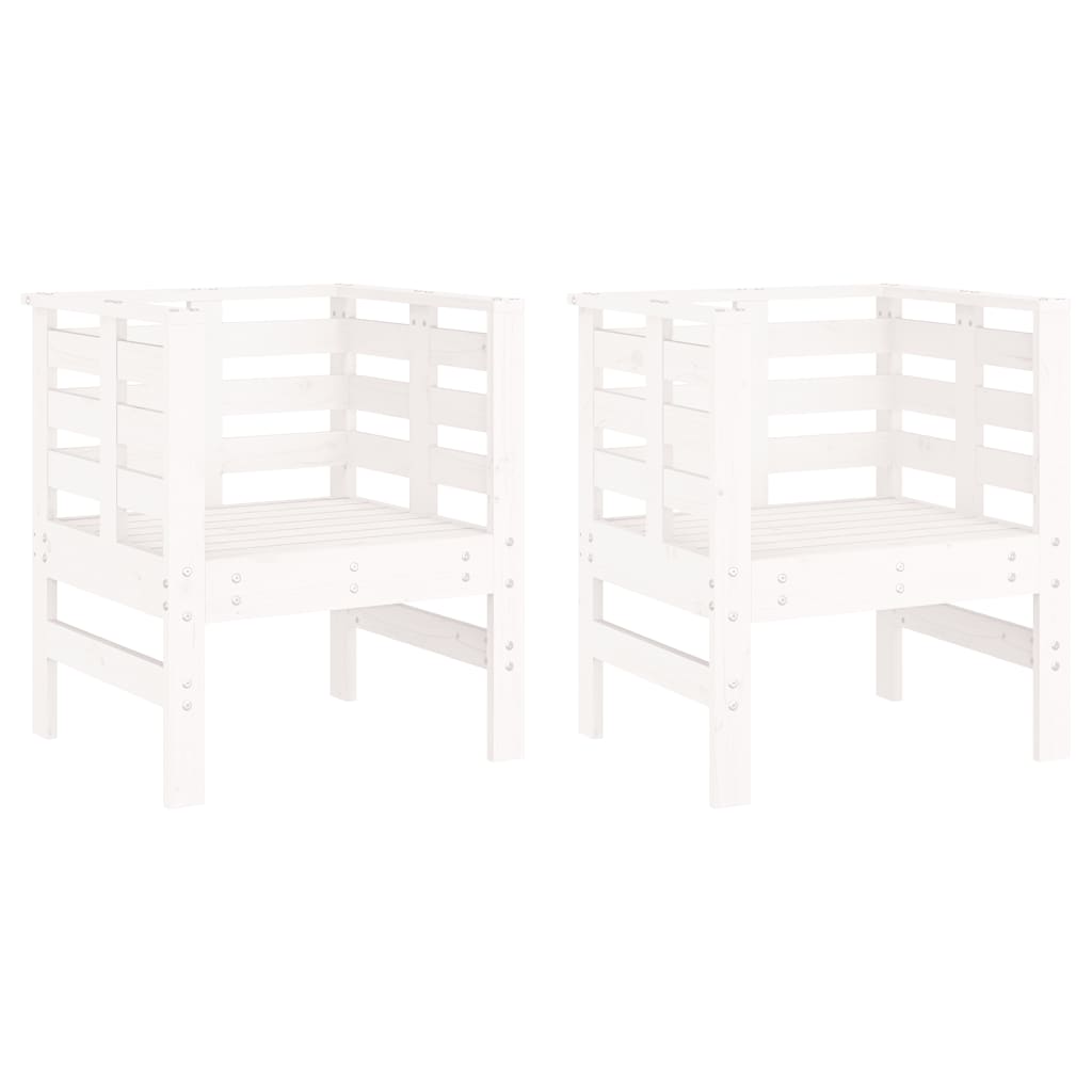 vidaXL Sodo kėdės, 2vnt., baltos, 61,5x53x71cm, pušies masyvas
