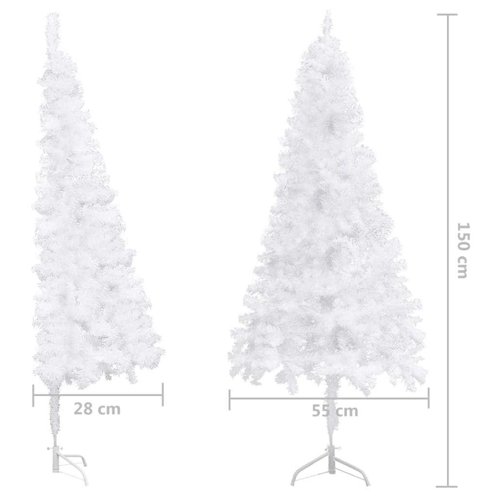 vidaXL Kampinė Kalėdų eglutė su LED/žaisliukais, balta, 150cm, PVC