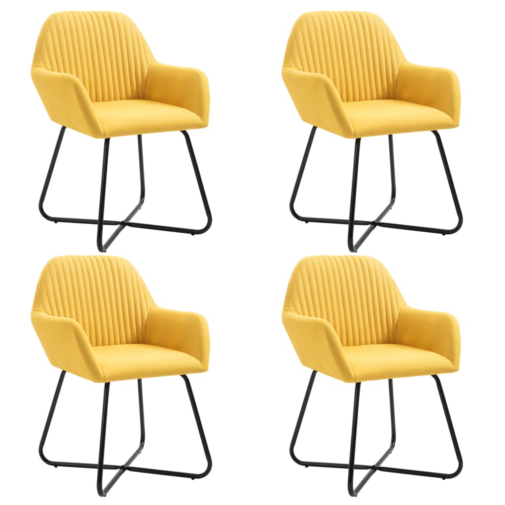vidaXL Valgomojo kėdės, 4vnt., geltonos spalvos, audinys