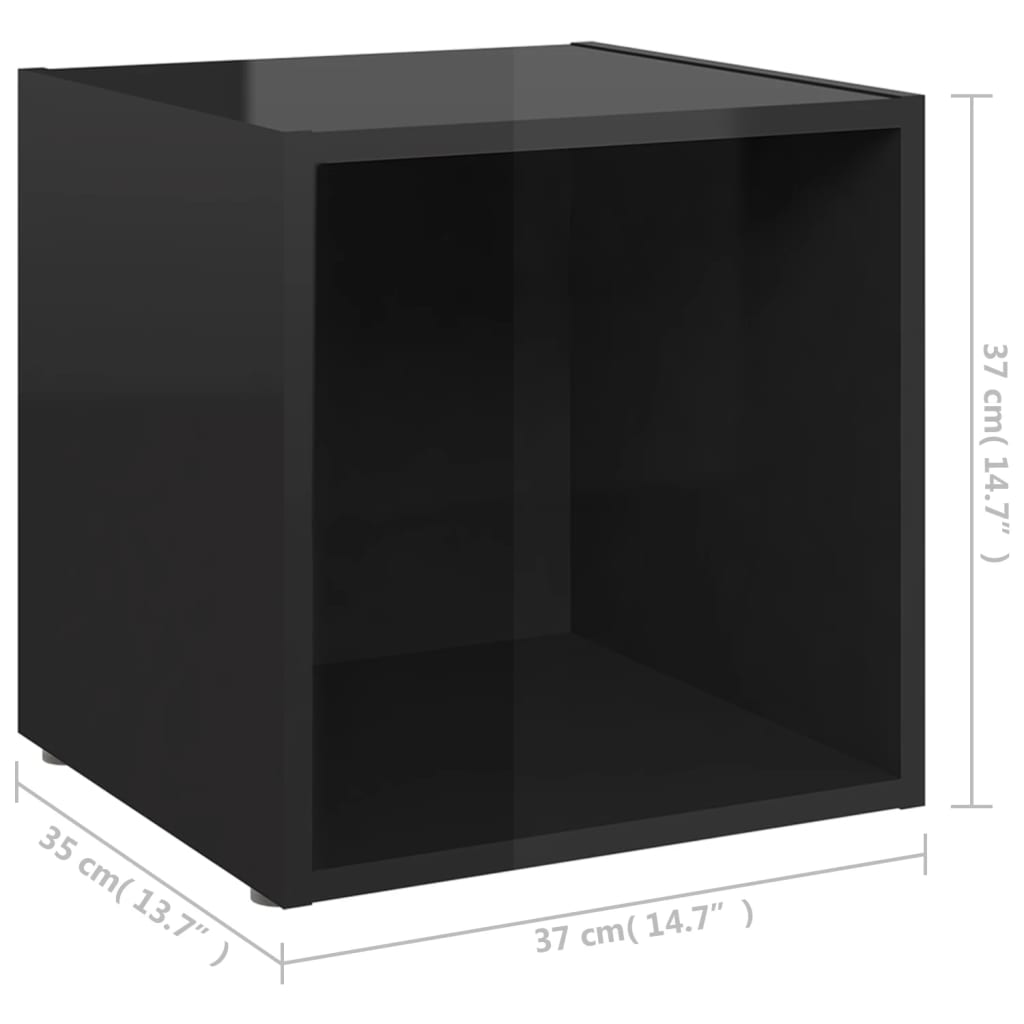 vidaXL Televizoriaus spintelė, juoda, 37x35x37cm, MDP, ypač blizgi