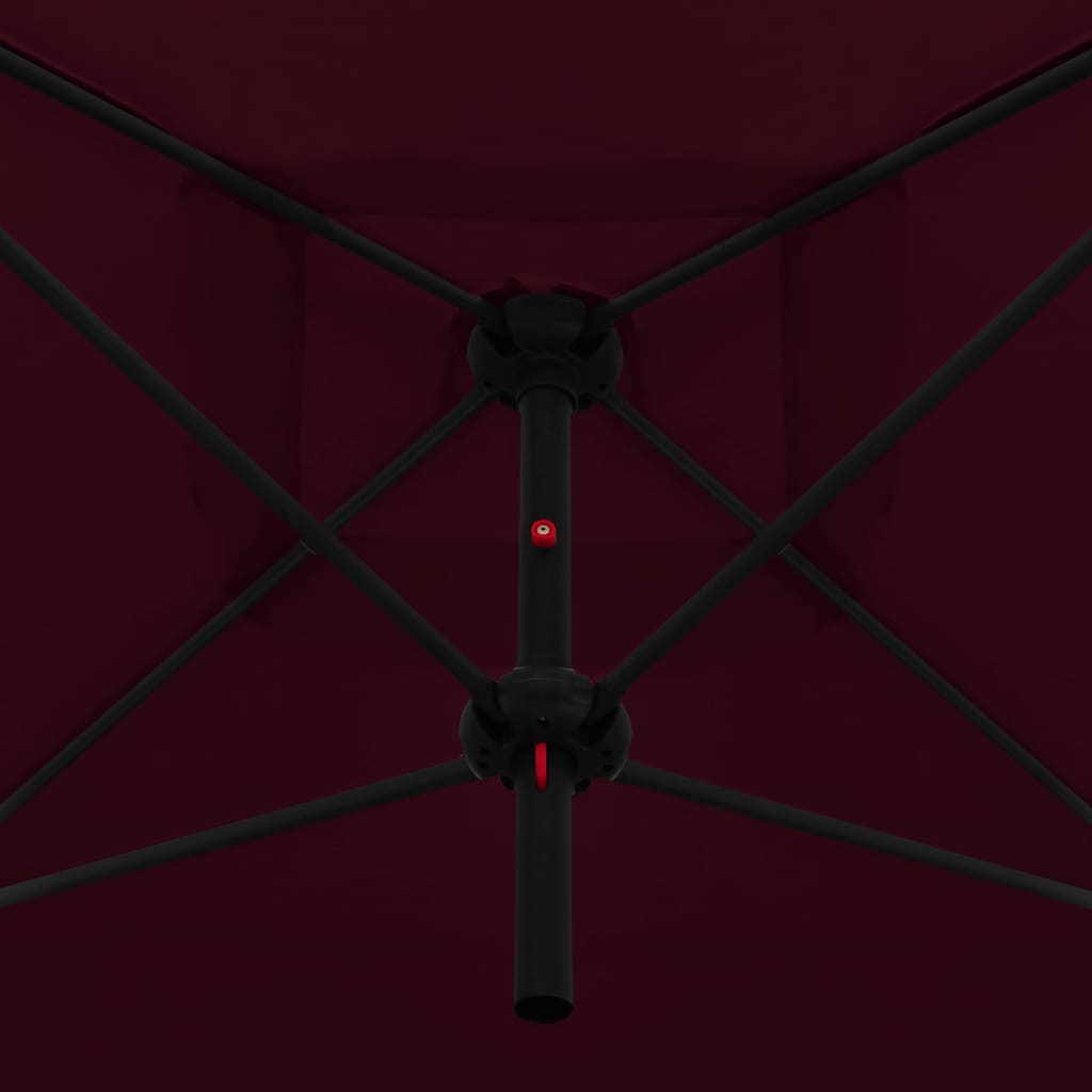 vidaXL Dvigubas skėtis su plieniniu stulpu, raudonas, 250x250cm
