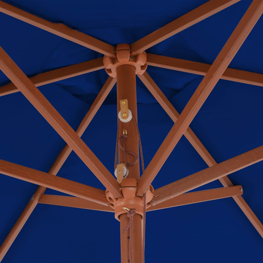 vidaXL Lauko skėtis su mediniu stulpu, mėlynos spalvos, 270cm