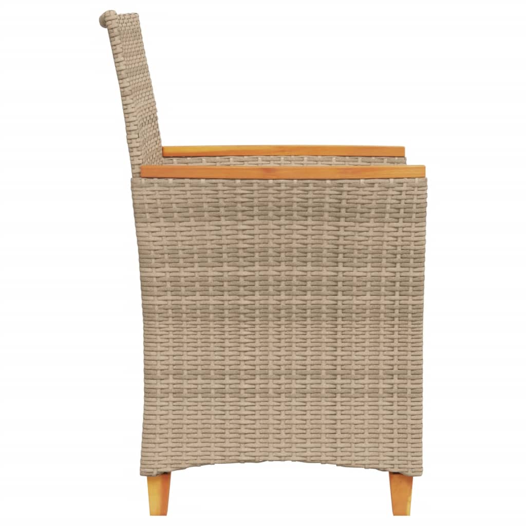 vidaXL Sodo kėdės su pagalvėlėmis, 2vnt., smėlio, poliratanas/mediena