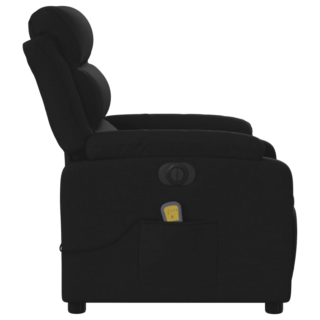 vidaXL Elektrinis atlošiamas masažinis krėslas, juodas, audinys