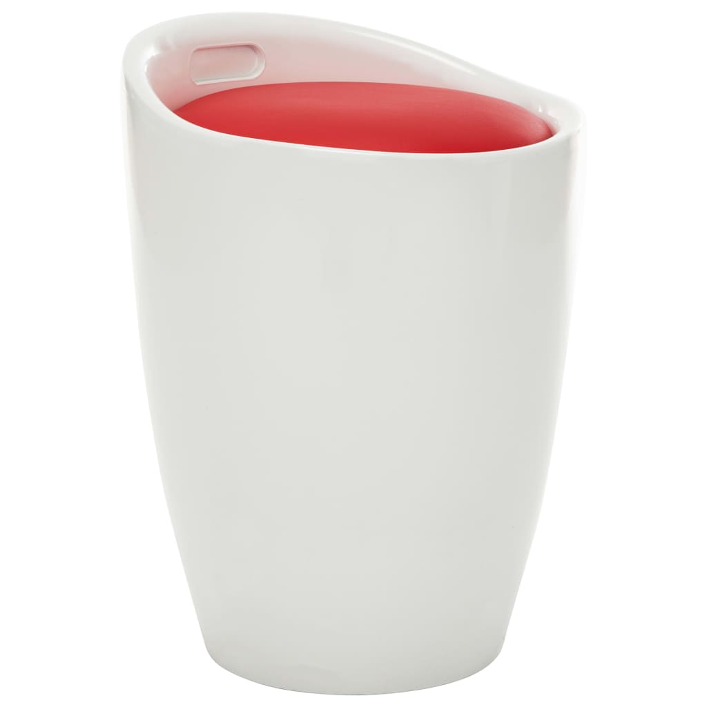 vidaXL Taburetė-daiktadėžė, baltos ir raudonos spalvos, dirbtinė oda