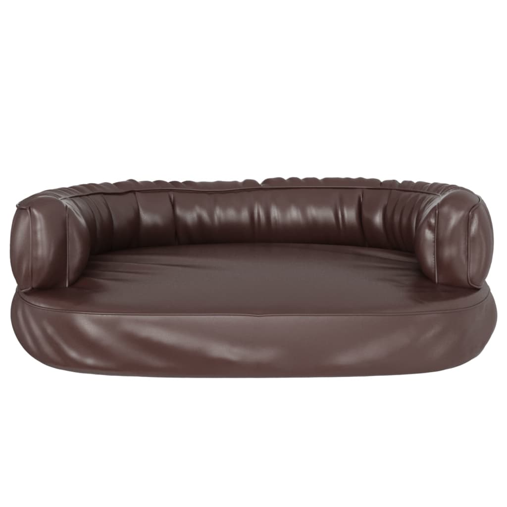 vidaXL Ergonomiška lova šunims, rudos spalvos, 60x42cm, dirbtinė oda