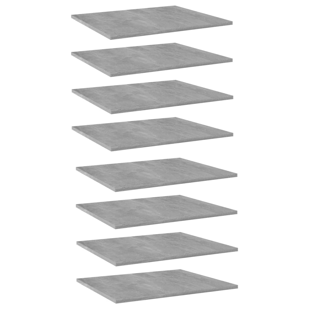 vidaXL Knygų lentynos plokštės, 8vnt., betono pilkos, 60x50x1,5cm, MDP