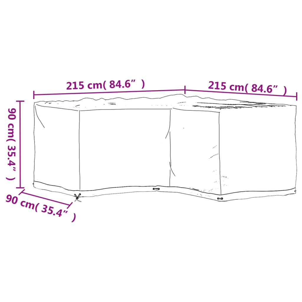 vidaXL Sodo baldų uždangalai, 2vnt., 215x215x90cm, 16 kilpų, L formos