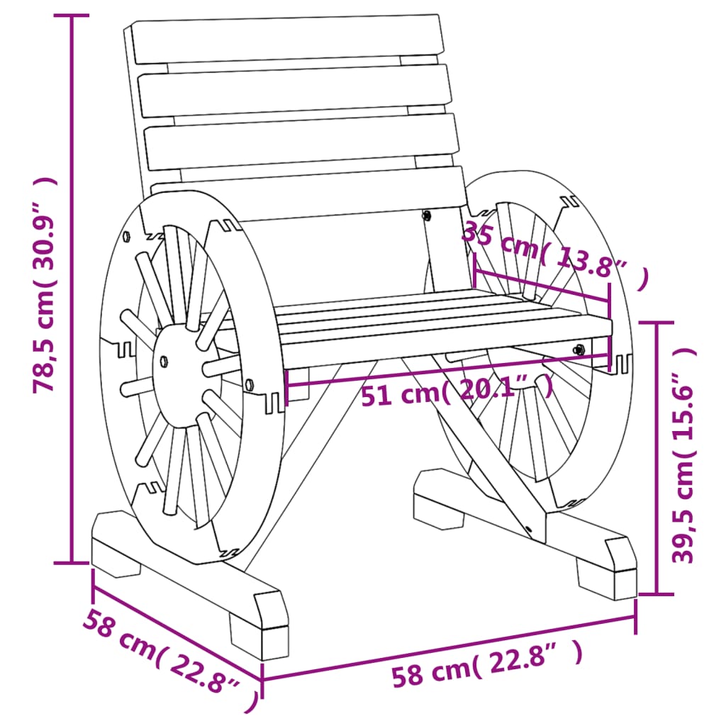 vidaXL Sodo kėdės, 2vnt., 58x58x78,5cm, eglės medienos masyvas