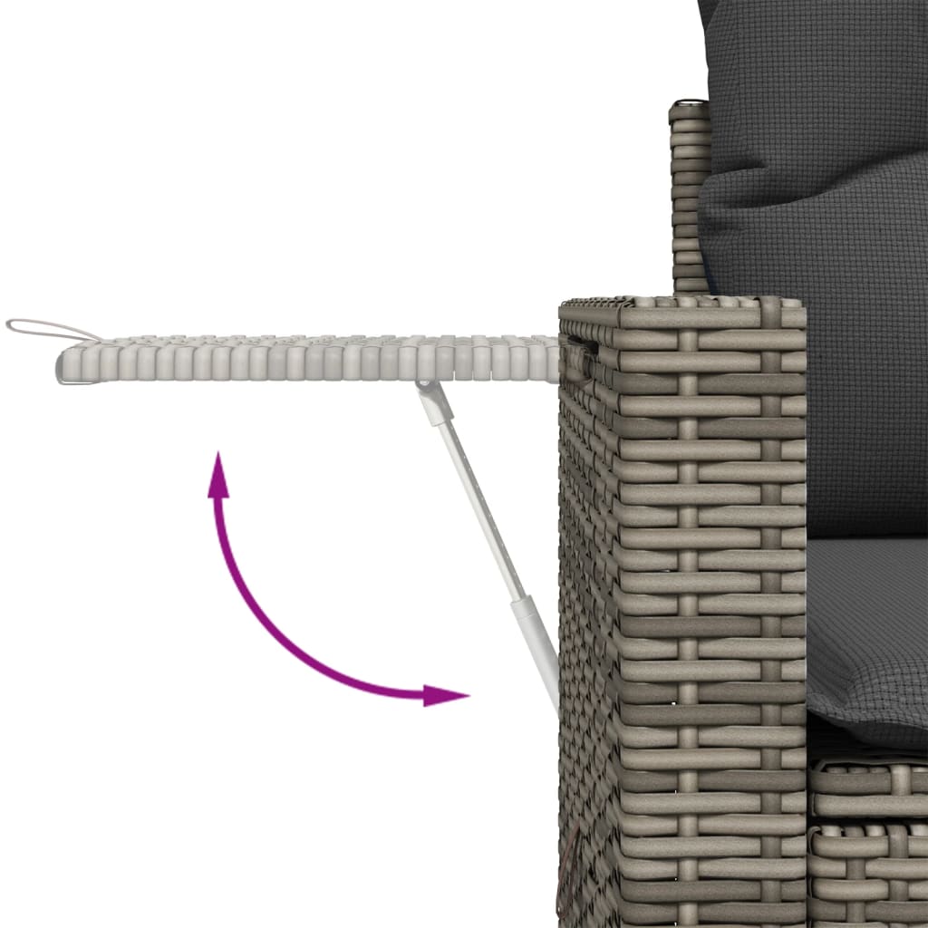 vidaXL Sofos komplektas su pagalvėlėmis, 5 dalių, pilkas, poliratanas
