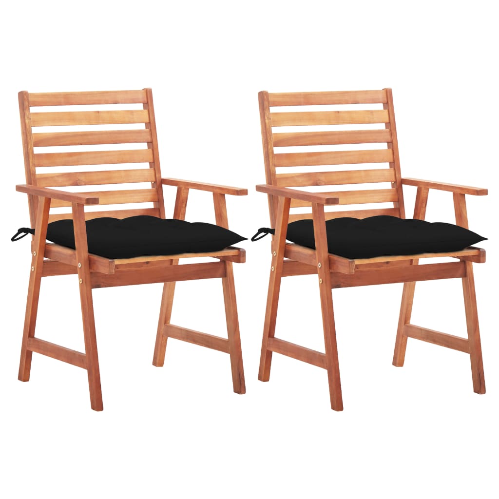 vidaXL Lauko valgomojo kėdės su pagalvėlėmis, 2vnt., akacijos masyvas