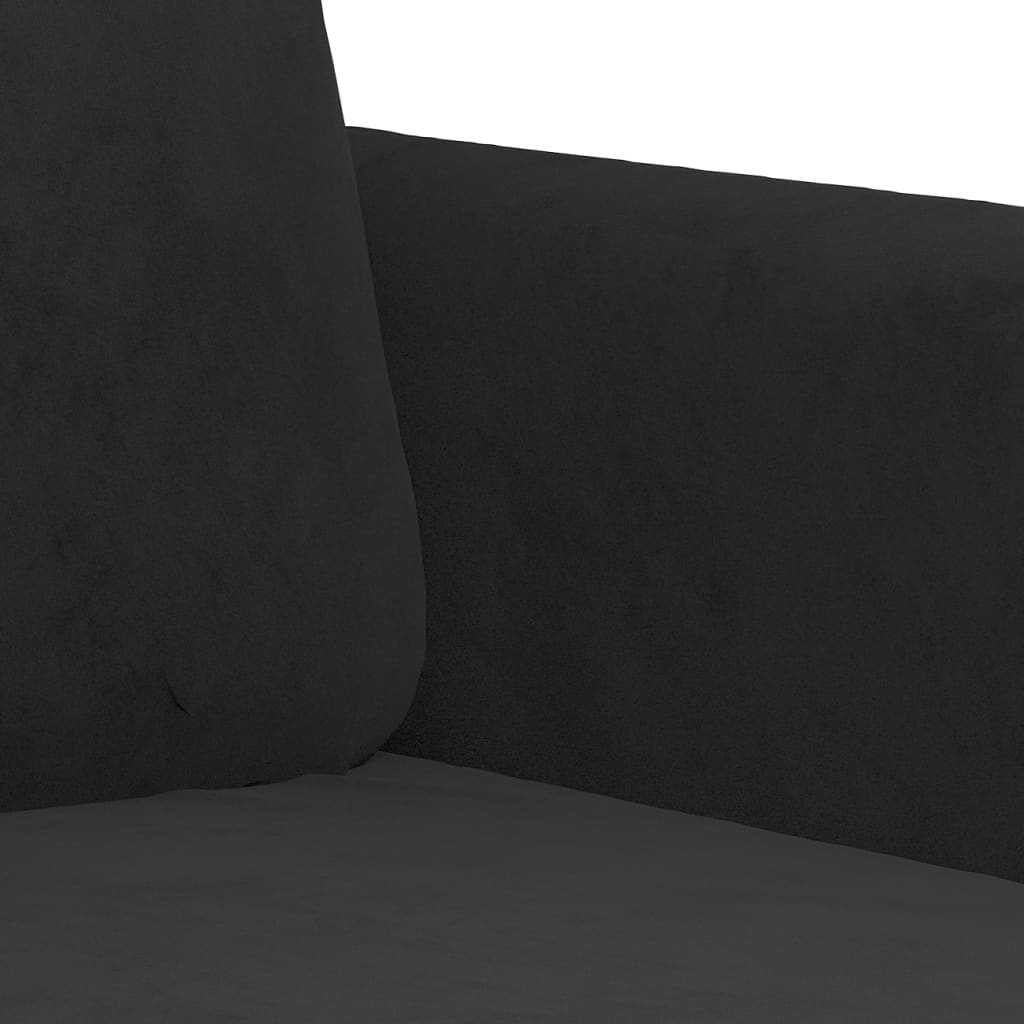 vidaXL Sofos komplektas, 3 dalių, juodos spalvos, aksomas