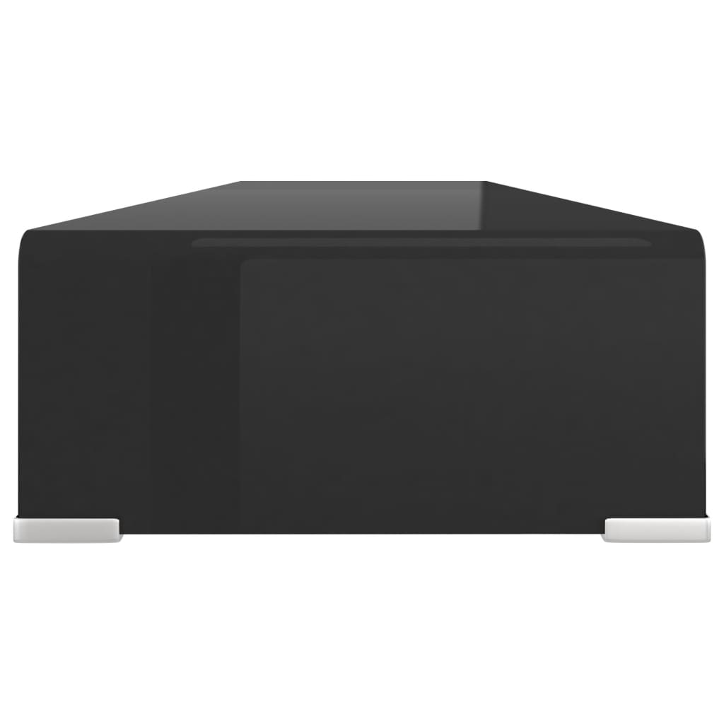 vidaXL TV stovas/monitoriaus pakyla, juodas stiklas, 110x30x13 cm