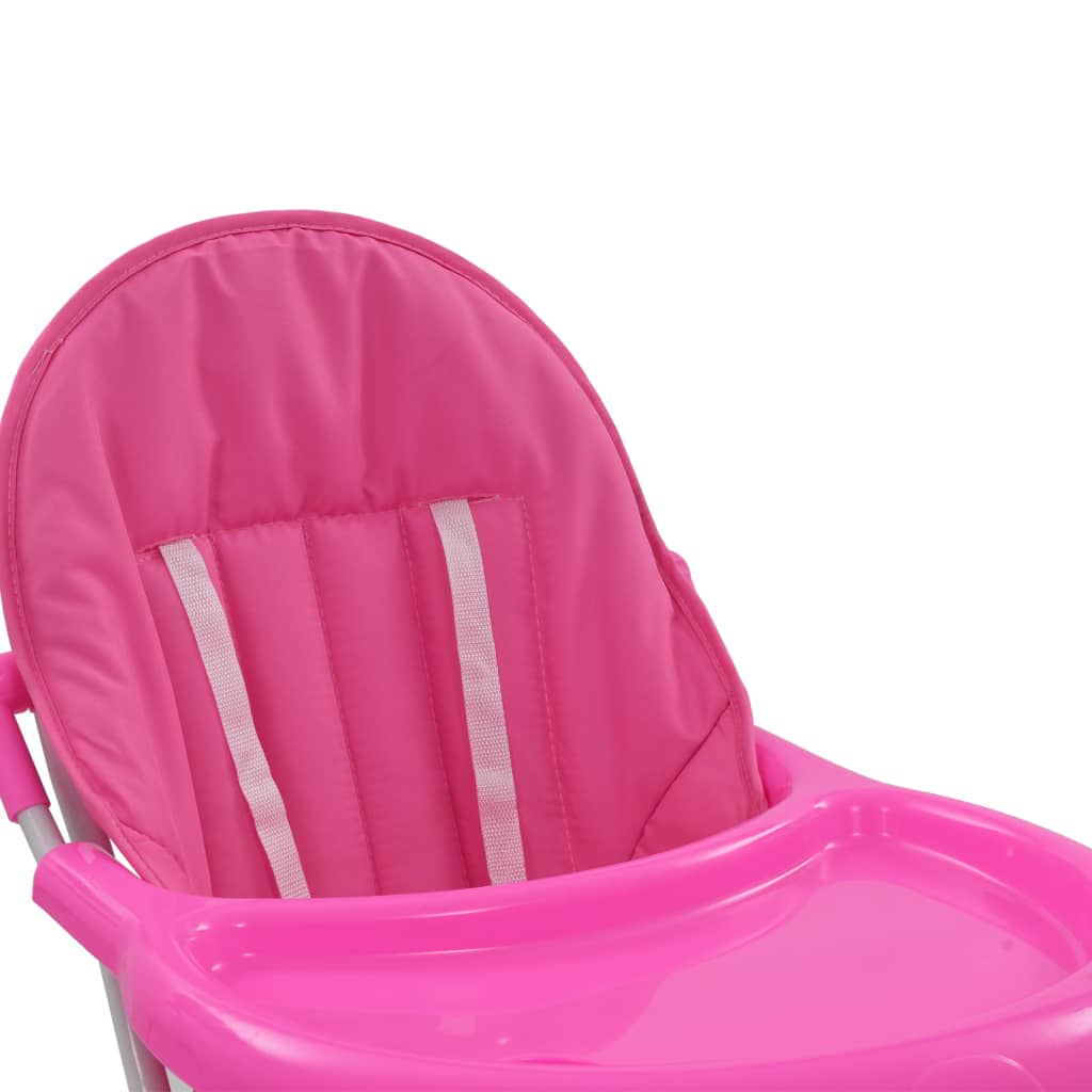 vidaXL Aukšta maitinimo kėdutė, rožinės ir baltos spalvos