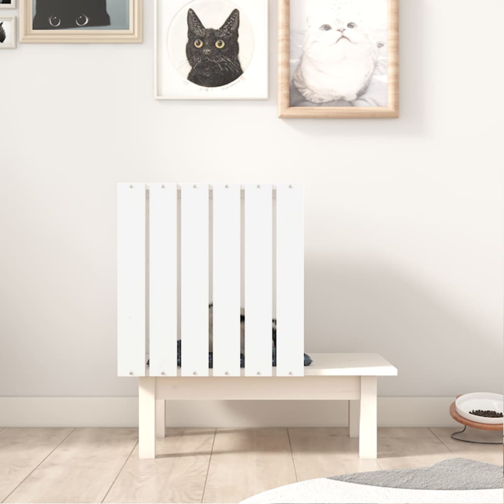 vidaXL Namelis katėms, baltas, 60x36x60cm, pušies medienos masyvas