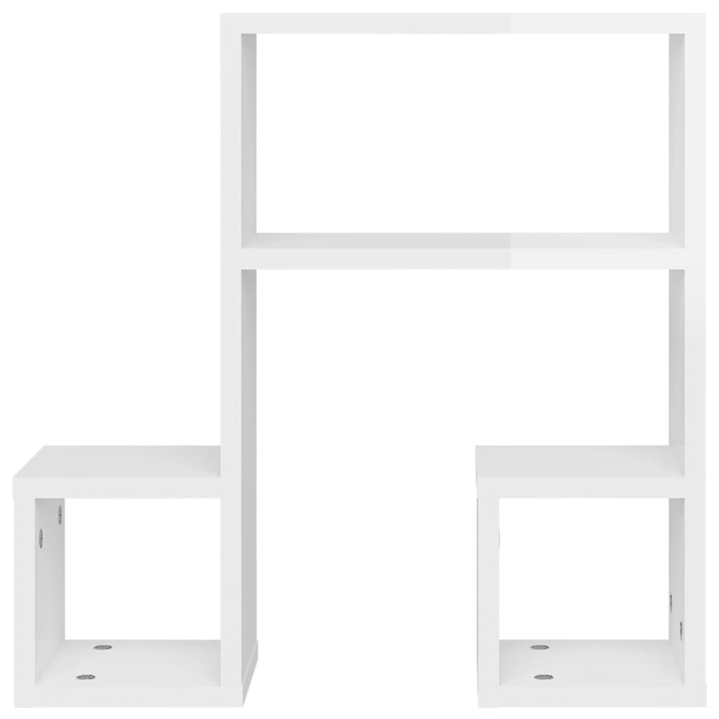 vidaXL Sieninės lentynos, 2vnt., baltos, 50x15x50cm, MDP, blizgios