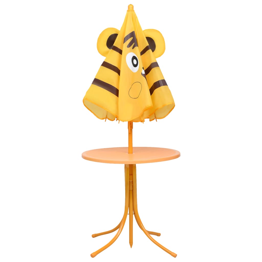 vidaXL Vaikiškas bistro baldų komplektas su skėčiu, 3 dalių, geltonas