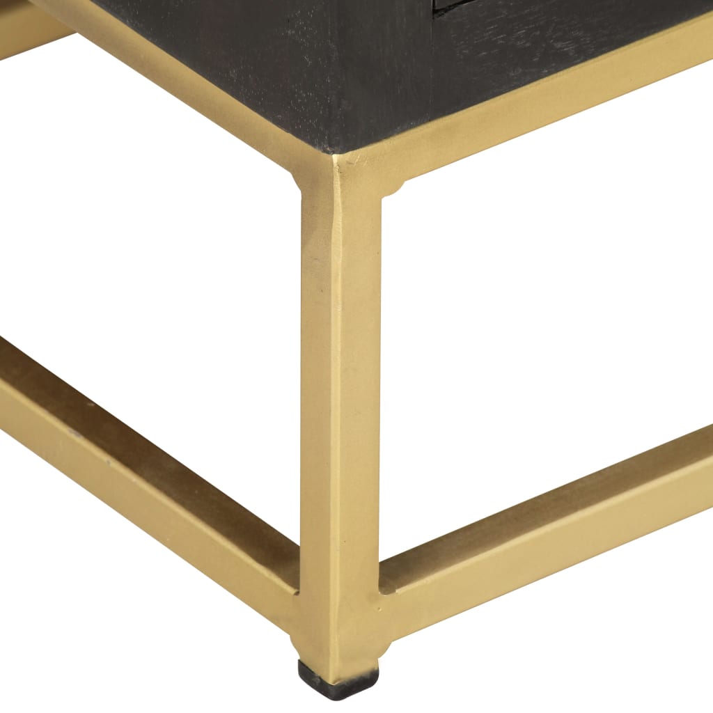 vidaXL Spintelė su stalčiais, juoda ir auksinė, 45x30x105cm, mango