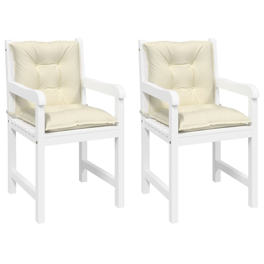 vidaXL Sodo kėdės pagalvėlės, 2vnt., kreminės, 100x50x7cm, audinys