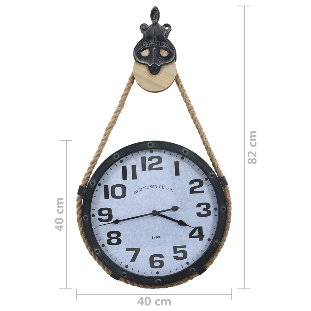 vidaXL Sieninis laikrodis, juodas ir rudas, 40x8x82 cm, geležis ir MDF