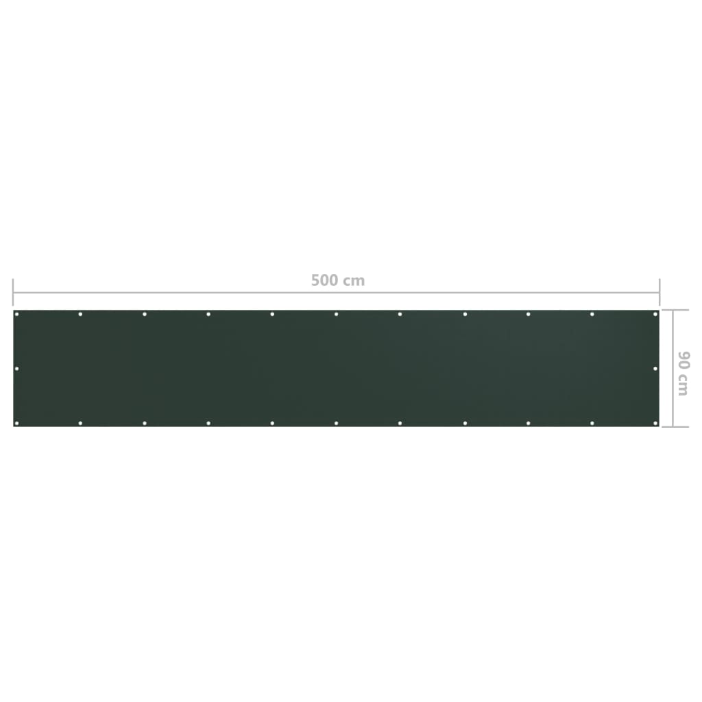 vidaXL Balkono pertvara, tamsiai žalia, 90x500cm, oksfordo audinys