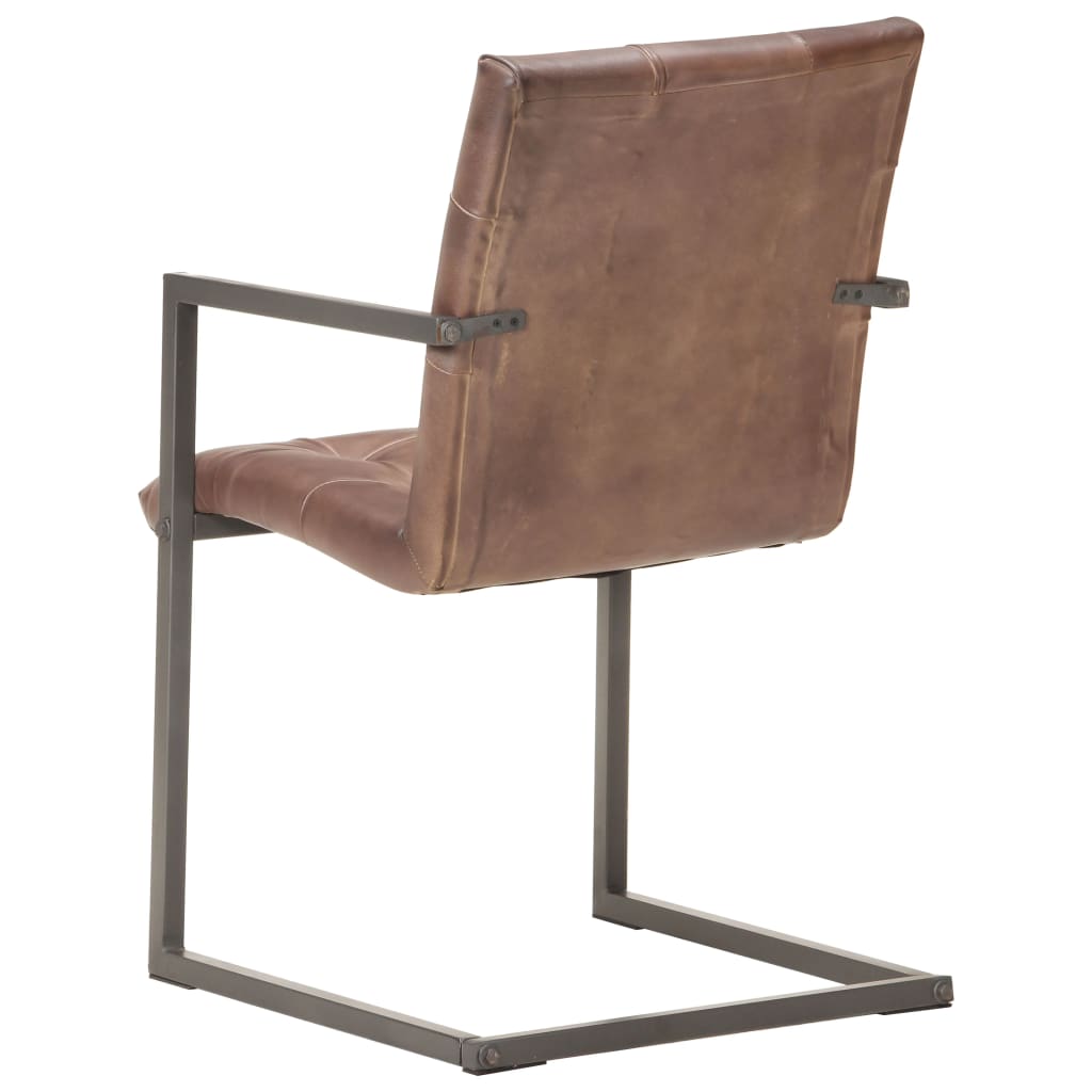 vidaXL Gembinės valgomojo kėdės, 2vnt., baltintos rudos, tikra oda