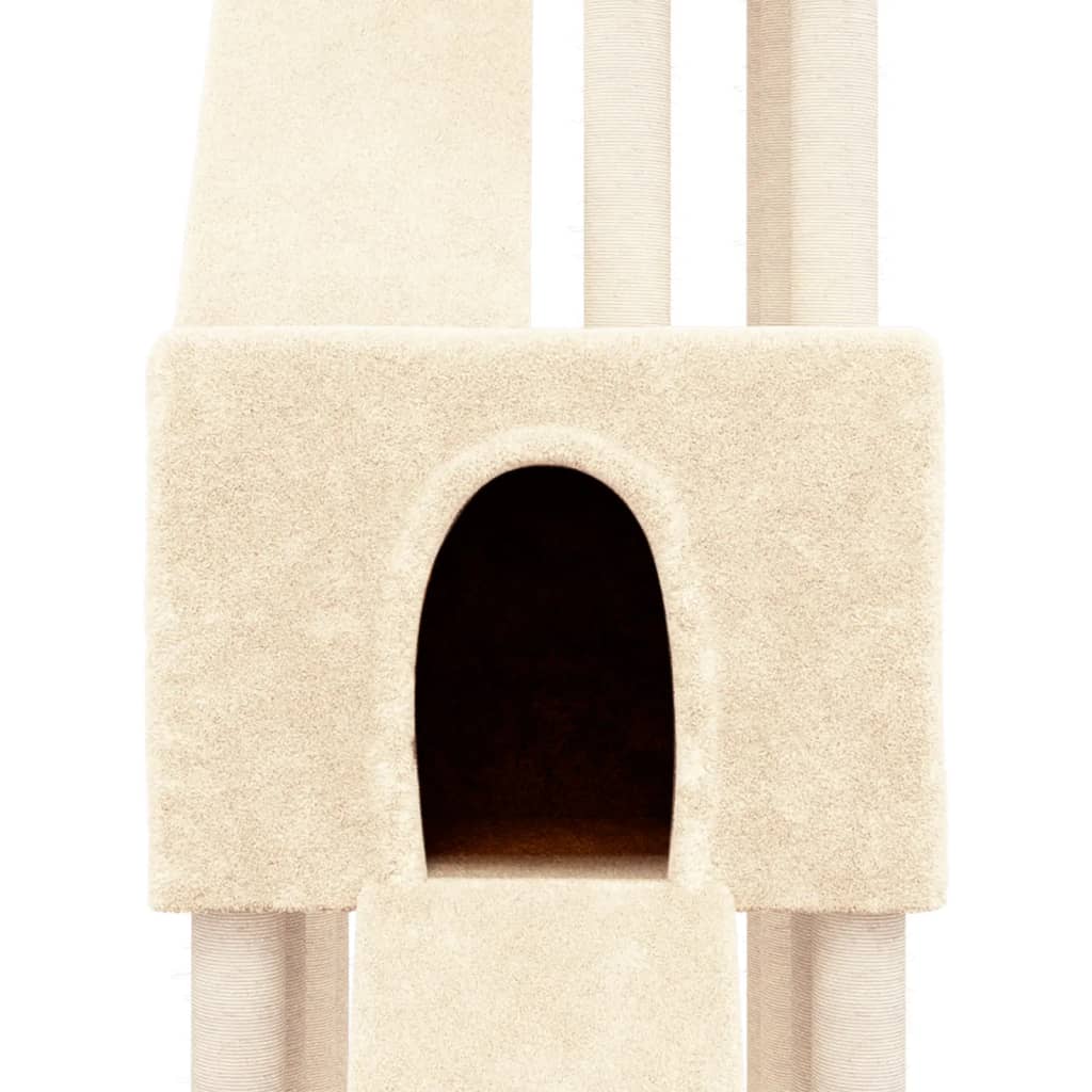 vidaXL Draskyklė katėms su stovais iš sizalio, kreminės spalvos, 190cm